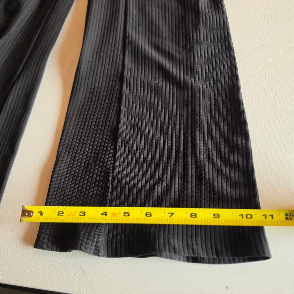Dots Women Black Ribbed High Waisted Flare Leggings Yoga Pants Size Large - Picture 6 of 6